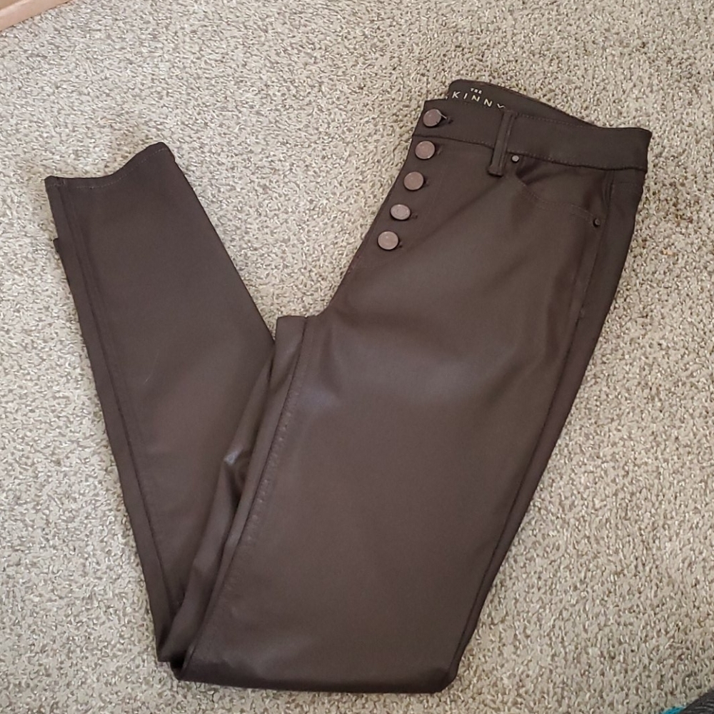 HIGH-RISE COATED BUTTON-FLY SKINNY JEANS